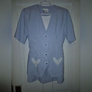 Vintage First Run Striped Set Blouse & Skirt Small